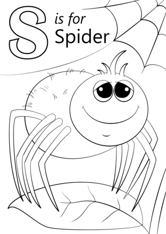 Letter S Is For Spider Coloring Page